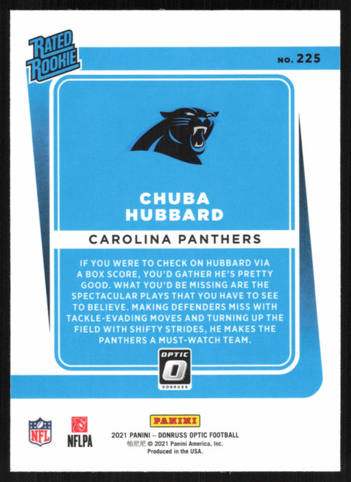 Chuba Hubbard 2021 Donruss Optic Rated Rooke # 225 RC Carolina Panthers Base - Collectible Craze America