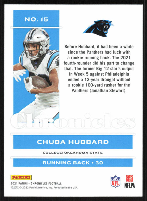 Chuba Hubbard 2021 Panini Chronicles # 15 RC Carolina Panthers Base - Collectible Craze America