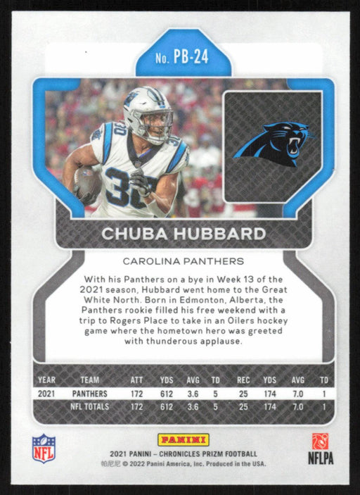 Chuba Hubbard 2021 Panini Chronicles Prizm Black # PB-24 RC Carolina Panthers - Collectible Craze America