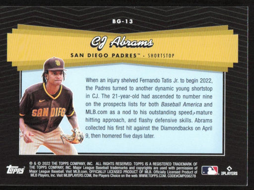 CJ Abrams 2022 Topps Update Black Gold # BG-13 RC San Diego Padres - Collectible Craze America