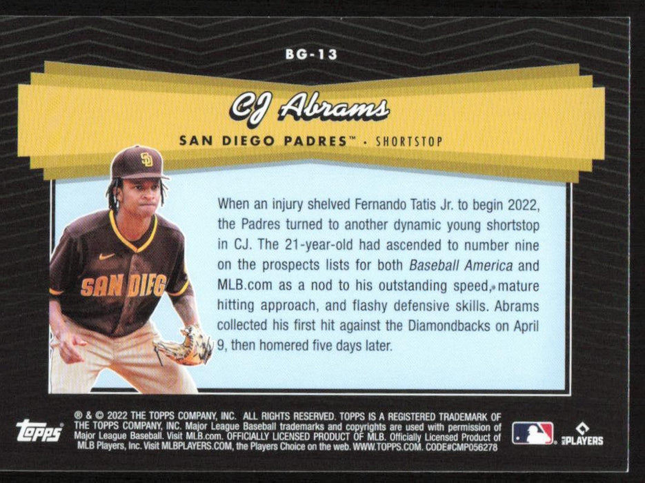 CJ Abrams 2022 Topps Update Black Gold # BG-13 RC San Diego Padres - Collectible Craze America
