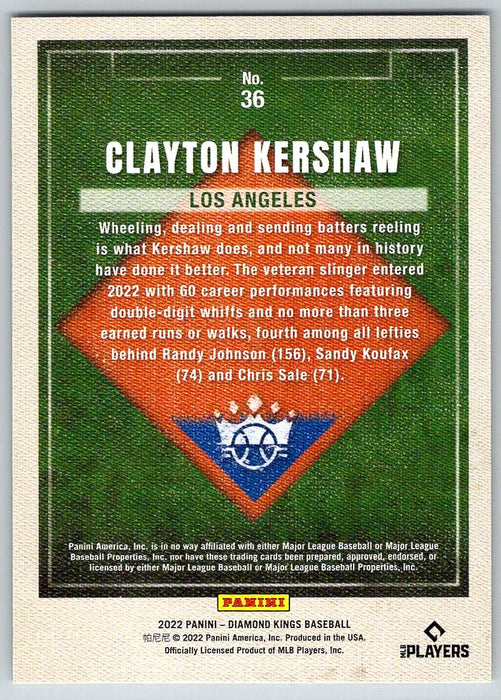 Clayton Kershaw 2022 Panini Diamond Kings # 36 Artist Proof Blue Los Angeles Dodgers - Collectible Craze America