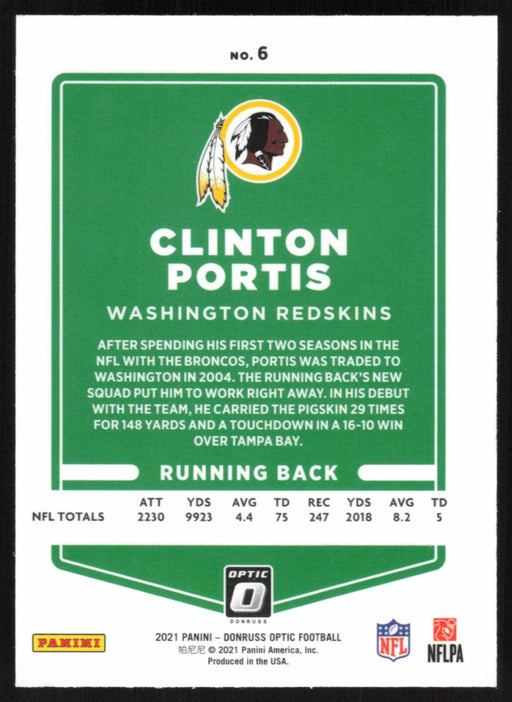 Clinton Portis 2021 Donruss Optic # 6 Washington Redskins - Collectible Craze America