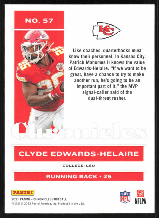 Clyde Edwards-Helaire 2021 Panini Chronicles # 57 Kansas City Chiefs Base - Collectible Craze America