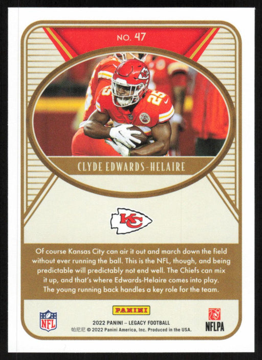 Clyde Edwards-Helaire 2022 Panini Legacy Football Base # 47 Kansas City Chiefs - Collectible Craze America