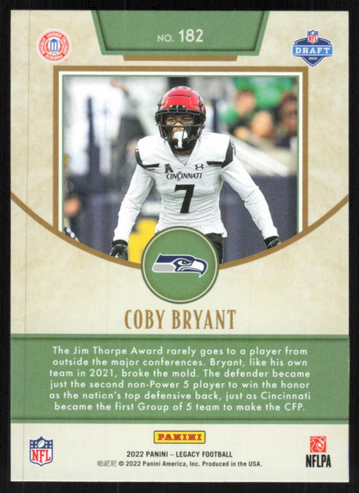 Coby Bryant 2022 Panini Legacy Rookie # 182 RC Seattle Seahawks Base - Collectible Craze America