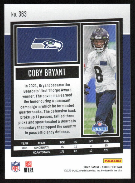 Coby Bryant 2022 Panini Score Football # 363 RC Base Seattle Seahawks - Collectible Craze America