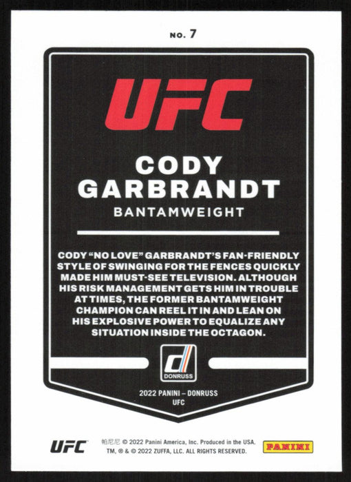 Cody Garbrandt 2022 Panini Donruss UFC Base # 7 Bantamweight - Collectible Craze America