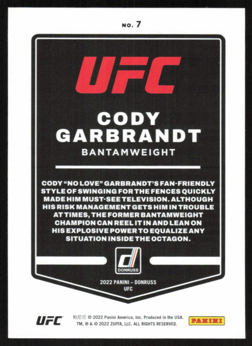 Cody Garbrandt 2022 Panini Donruss UFC Base # 7 Bantamweight - Collectible Craze America