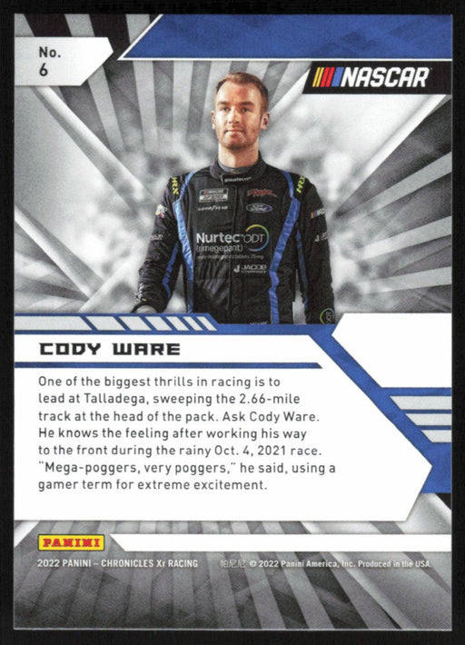 Cody Ware 2022 Panini Chronicles Racing Xr # 6 - Collectible Craze America