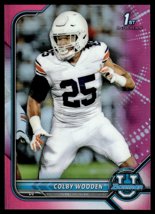 Colby Wooden 2021 Bowman University Football # 88 1st Pink Refractor Auburn Tigers - Collectible Craze America