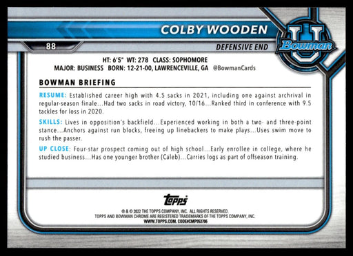 Colby Wooden 2021 Bowman University Football # 88 1st Pink Refractor Auburn Tigers - Collectible Craze America