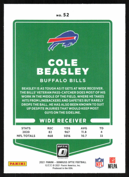 Cole Beasley 2021 Donruss Optic # 52 Buffalo Bills - Collectible Craze America