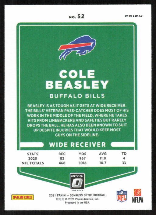 Cole Beasley 2021 Donruss Optic # 52 Silver Prizm Buffalo Bills - Collectible Craze America