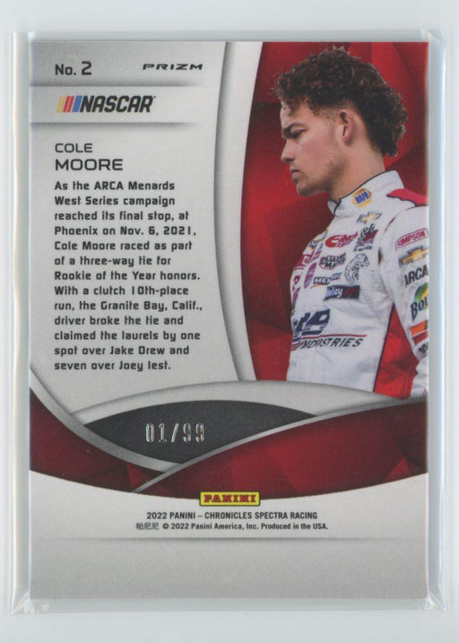 Cole Moore 2022 Panini Chronicles Racing Spectra # 2 Celestial Blue Prizm 1/99 - Collectible Craze America