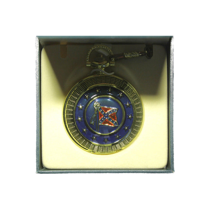 Confederate Flag Pocket Watch Featuring Robert E Lee & Stonewall Jackson - Collectible Craze America