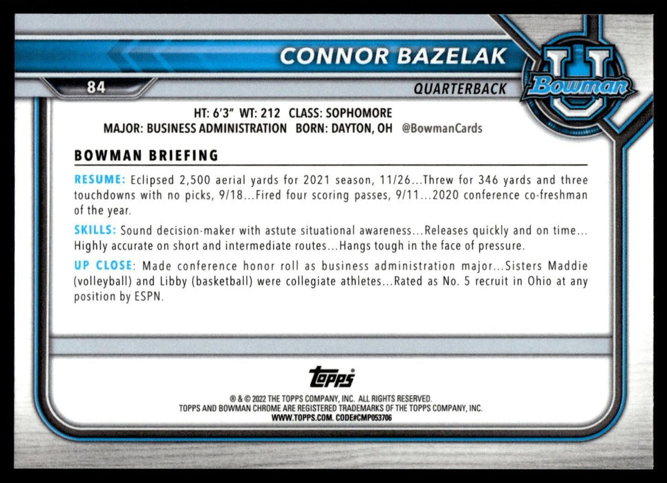 Connor Bazelak 2021 Bowman University Football # 84 1st Pink Refractor Missouri Tigers - Collectible Craze America