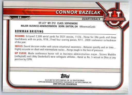 Connor Bazelak 2021 Bowman University Football # 84 Missouri Tigers 1st Bowman - Collectible Craze America