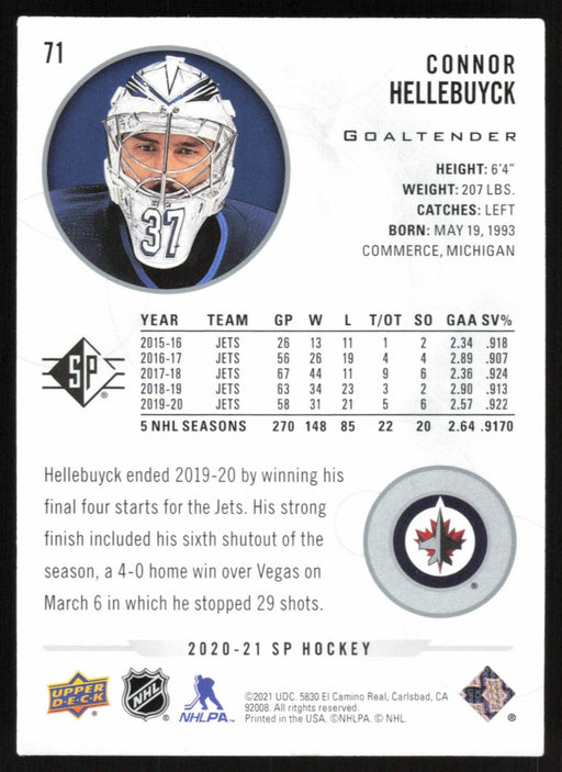 Connor Hellebuyck 2020 SP Hockey # 71 Winnipeg Jets - Collectible Craze America