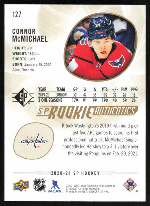 Connor McMichael 2020 SP Hockey Rookie Autentics # 127 RC Gold 368/999 Washington Capitals - Collectible Craze America