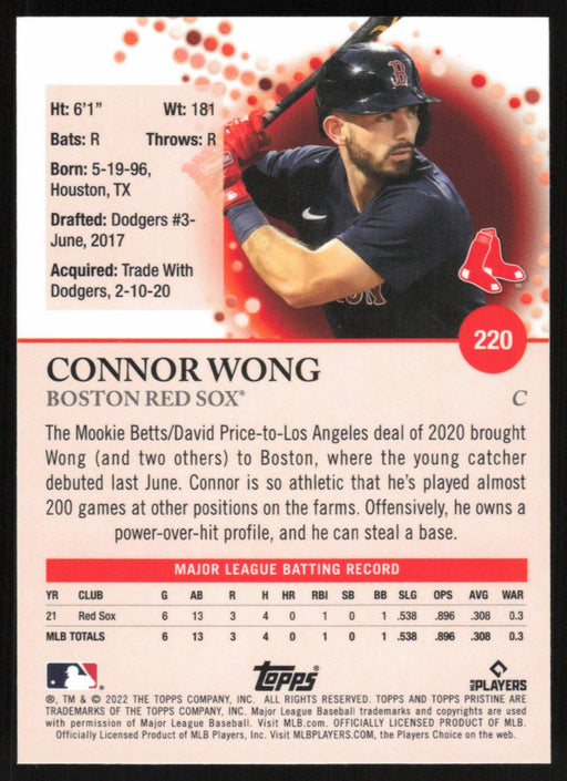 Connor Wong 2022 Topps Pristine Baseball # 220 RC Boston Red Sox - Collectible Craze America