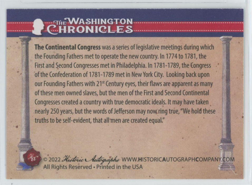 Continental Congress 2022 The Washington Chronicles # 58 - Collectible Craze America