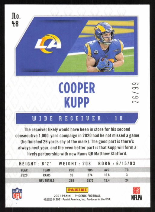 Cooper Kupp 2021 Panini Phoenix Football # 48 Orange Lazer 26/99 Los Angeles Rams - Collectible Craze America