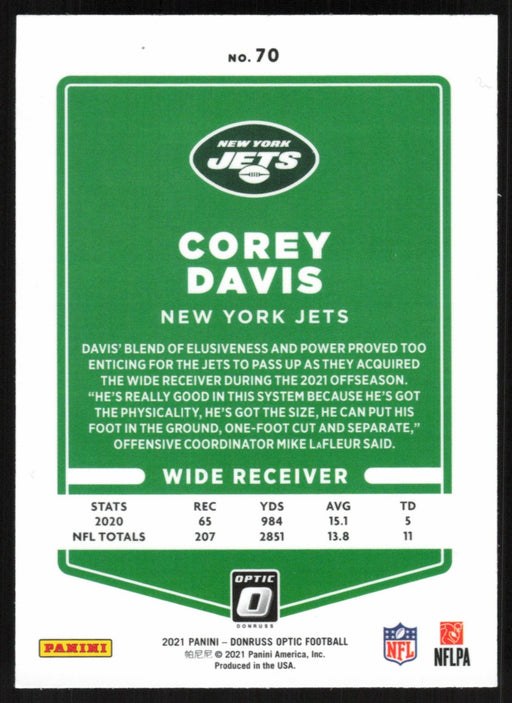 Corey Davis 2021 Donruss Optic # 70 New York Jets - Collectible Craze America