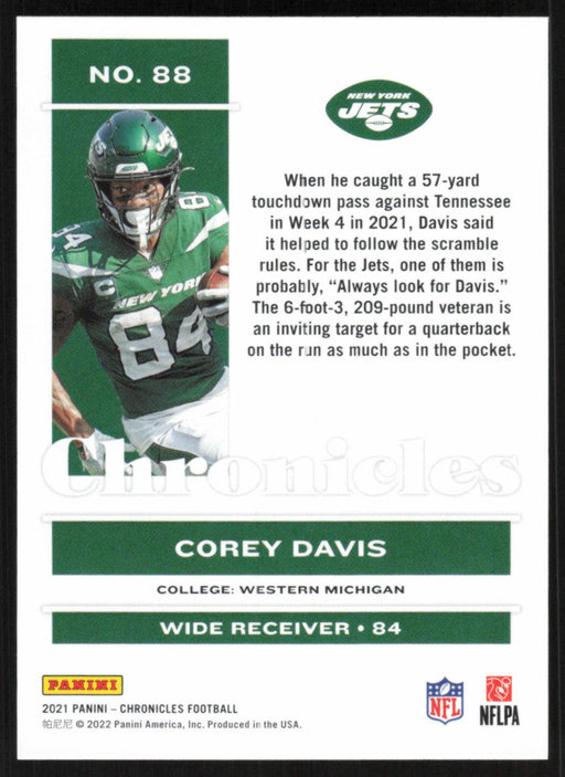 Corey Davis 2021 Panini Chronicles # 88 New York Jets Base - Collectible Craze America