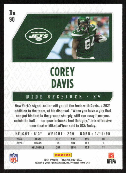 Corey Davis 2021 Panini Phoenix Football # 90 Silver Lazer New York Jets - Collectible Craze America