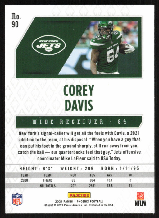 Corey Davis 2021 Panini Phoenix Football # 90 Silver Lazer New York Jets - Collectible Craze America