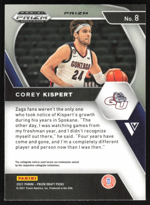 Corey Kispert 2021 Panini Prizm Draft Picks # 8 RC Red Ice Prizm Variation Gonzaga Bulldogs - Collectible Craze America