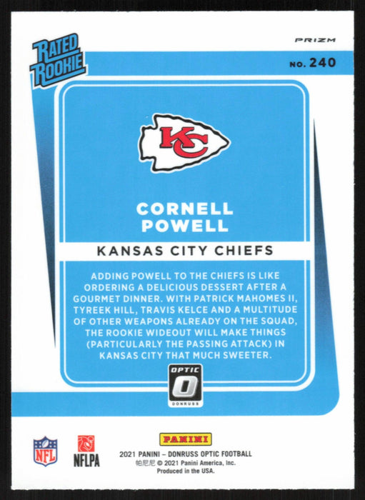 Cornell Powell 2021 Donruss Optic Rated Rookie # 240 RC Purple Shock Kansas City Chiefs - Collectible Craze America