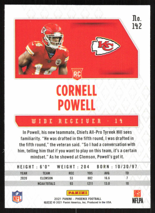 Cornell Powell 2021 Panini Phoenix Football # 142 RC Kansas City Chiefs Base - Collectible Craze America