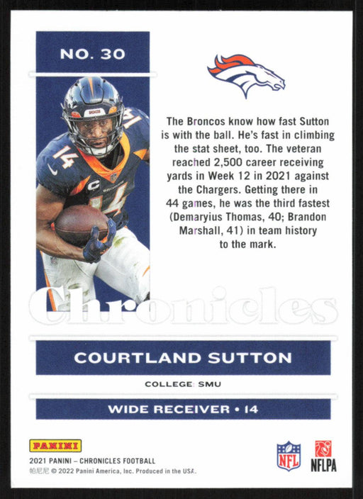 Courtland Sutton 2021 Panini Chronicles # 30 Denver Broncos Base - Collectible Craze America