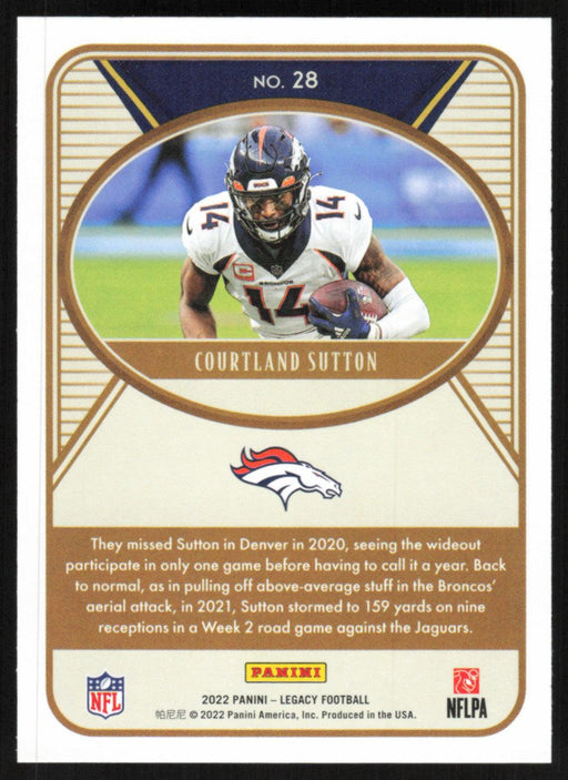 Courtland Sutton 2022 Panini Legacy Football Base # 28 Denver Broncos - Collectible Craze America