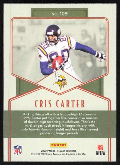 Cris Carter 2022 Panini Legacy Legends # 109 Minnesota Vikings Base - Collectible Craze America