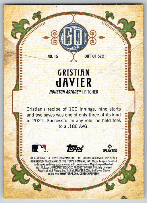 Cristian Javier 2022 Topps Gypsy Queen # 16 Houston Astros - Collectible Craze America