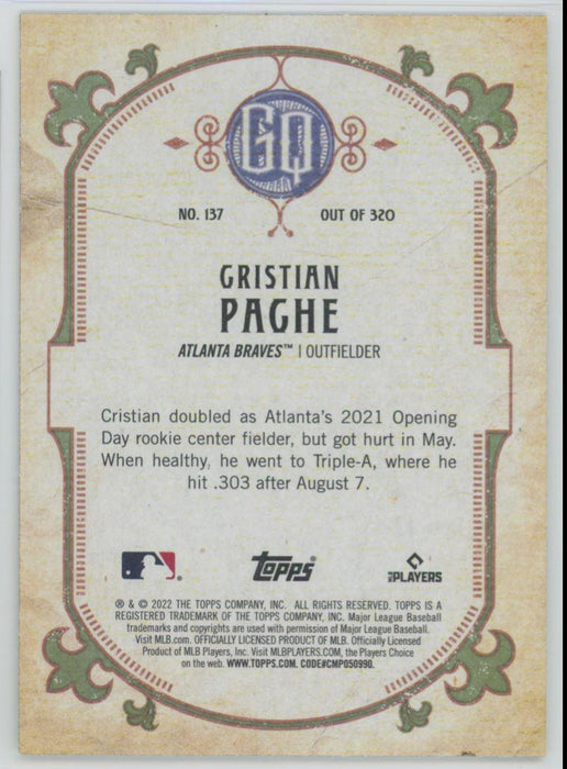 Cristian Pache 2022 Topps Gypsy Queen # 137 Atlanta Braves - Collectible Craze America