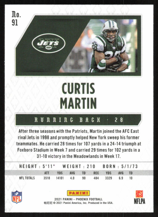 Curtis Martin 2021 Panini Phoenix # 91 New York Jets Base - Collectible Craze America