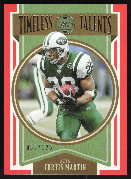 Curtis Martin 2022 Panini Legacy # TT-11 Timeless Talents Orange 63/125 New York Jets - Collectible Craze America