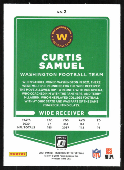 Curtis Samuel 2021 Donruss Optic # 2 Washington Football Team - Collectible Craze America