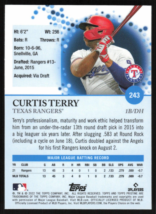 Curtis Terry 2022 Topps Pristine Baseball # 243 RC Texas Rangers - Collectible Craze America