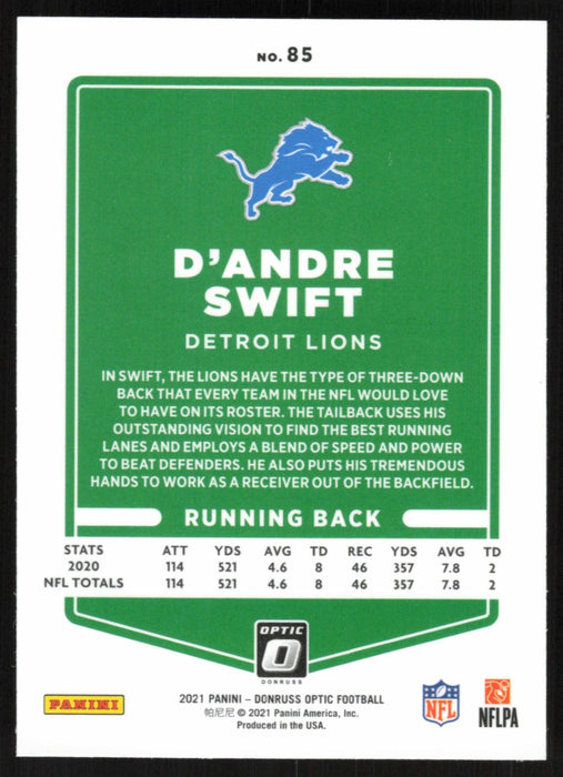 D'Andre Swift 2021 Donruss Optic # 85 Detroit Lions - Collectible Craze America