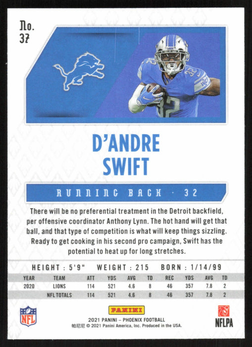 D'Andre Swift 2021 Panini Phoenix # 37 Detroit Lions Base - Collectible Craze America