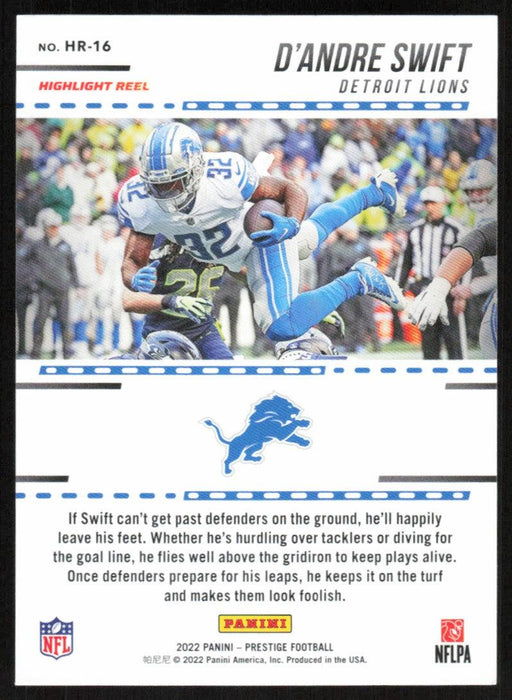 D'Andre Swift 2022 Panini Prestige Highlight Reel # HR-16 Insert Detroit Lions - Collectible Craze America