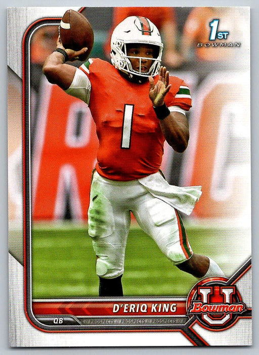 D'eriq King 2021 Bowman University Football # 58 Miami Hurricanes 1st Bowman - Collectible Craze America