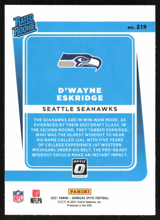 D'Wayne Eskridge 2021 Donruss Optic Rated Rooke # 219 RC Seattle Seahawks Base - Collectible Craze America