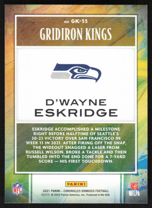 D'Wayne Eskridge 2021 Panini Chronicles Gridiron Kings # GK-33 RC Pink Seattle Seahawks - Collectible Craze America