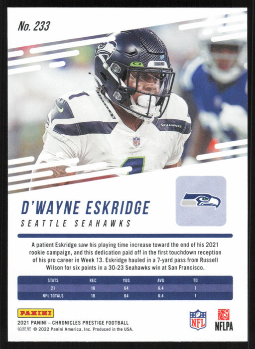 D'Wayne Eskridge 2021 Panini Chronicles Prestige # 233 RC Seattle Seahawks - Collectible Craze America